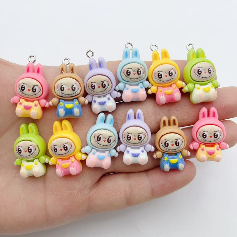 Phone Accessories Charms - ชาร์มเรซิ่นรูปบ้านกระต่ายสตรอว์เบอร์รี่น่ารัก 10 ชิ้น จี้รูปสัตว์การ์ตูนน่ารักสำหรับต่างหู พวงกุญแจ ทำเครื่องประดับ